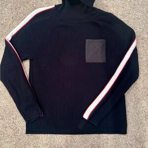 Talbots Black and Red Turtleneck Sweater with Ribbed Texture